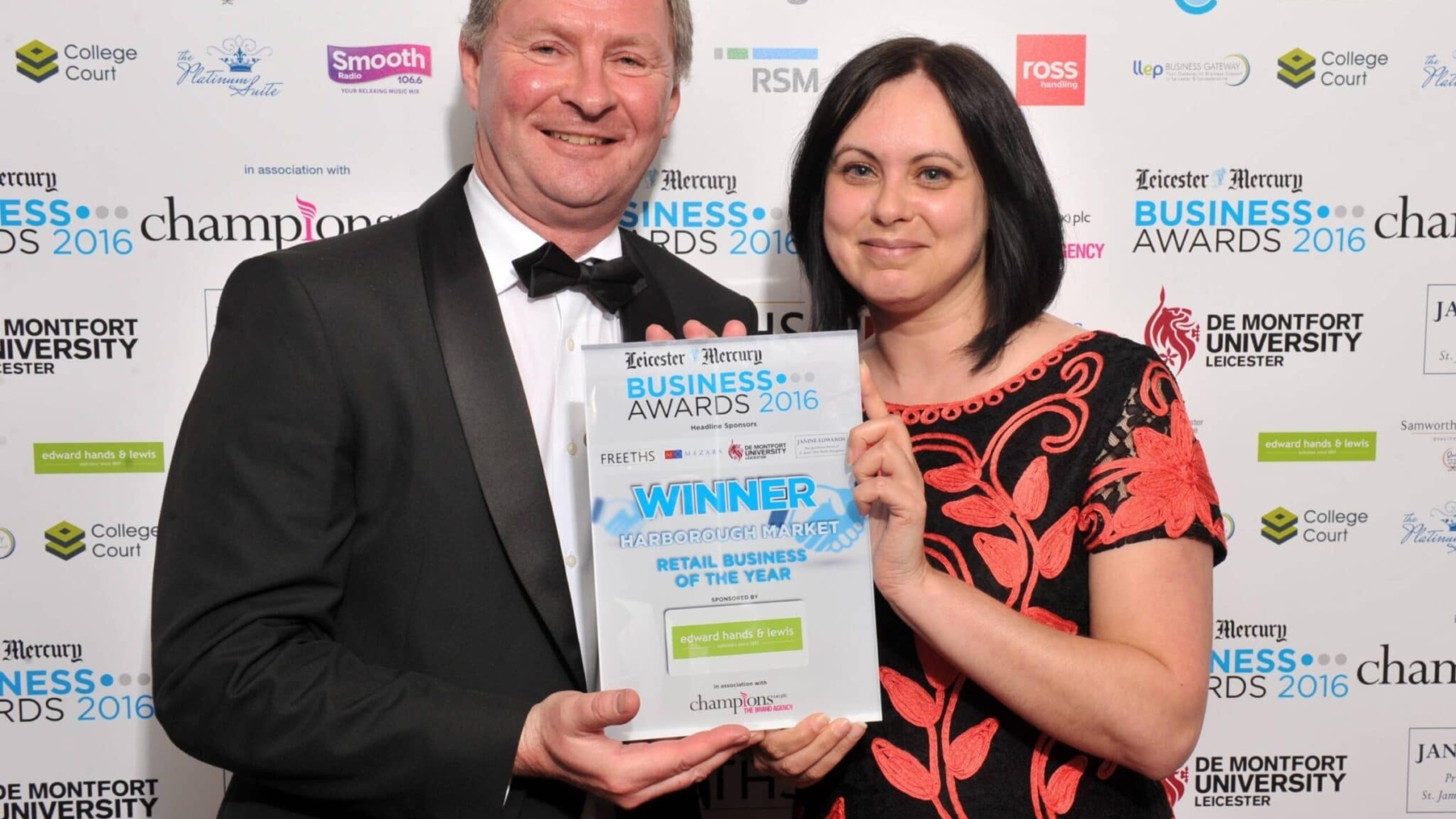 LEICESTER MERCURY BUSINESS AWARDS 2016, held at The Platinum Suite, Cobden Street, Leicester - RETAIL BUSINESS OF THE YEAR - Harborough Market - Sairah Butt and Nick Rhodes
Reporter - Isobel Frodsham / Tom Pegden  PICTURE WILL JOHNSTON
